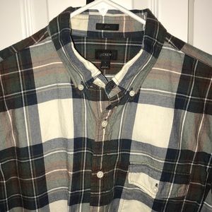 J Crew Men’s Flannel Green/Red Size L Slim